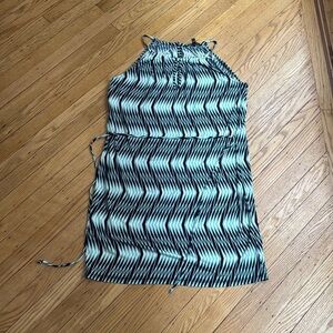 Banana Republic Sleeveless Geometric Print Dress Belted Tie-Waist Multicolor  M